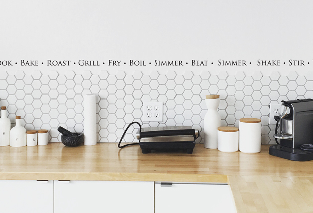 Spiffy Decals Kitchen Words Border Vinyl Wall Decal - Sauté, Chop, Bake, Grill - Kitchen Decor Sticker