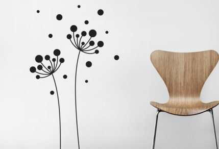 vinyl sticker, wall art of simplified dandelions