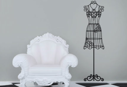 vinyl sticker, wall art of a vintage mannequin