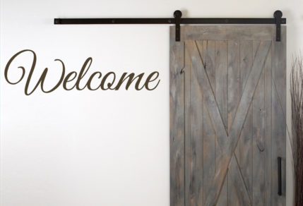 vinyl sticker, wall art of the word, "Welcome"